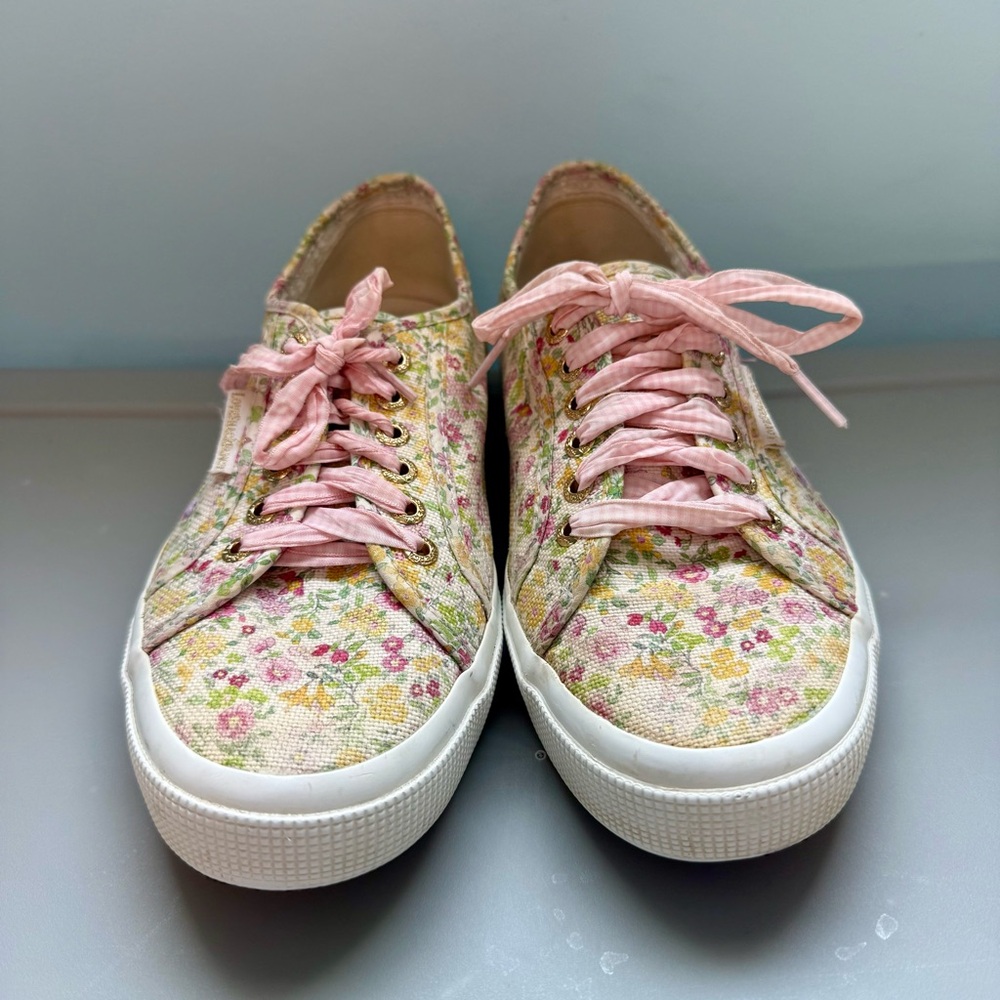 LoveShackFancy x Superga Floral Canvas Sneakers with Pink Accents - Picture 3 of 11